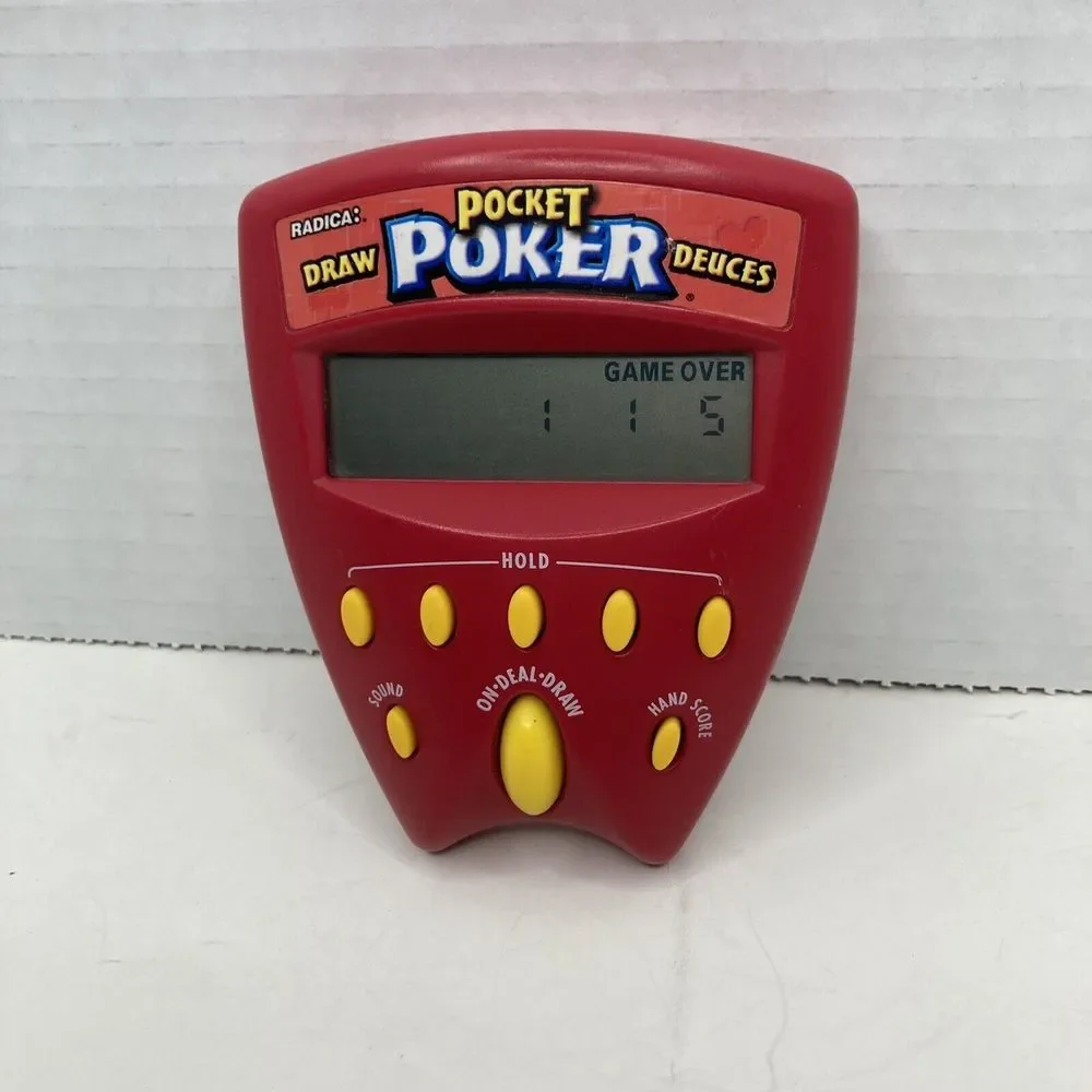 Radica Pocket Poker Handheld Game Deuces Draw Electronic Poker 1999 VTG *TESTED*